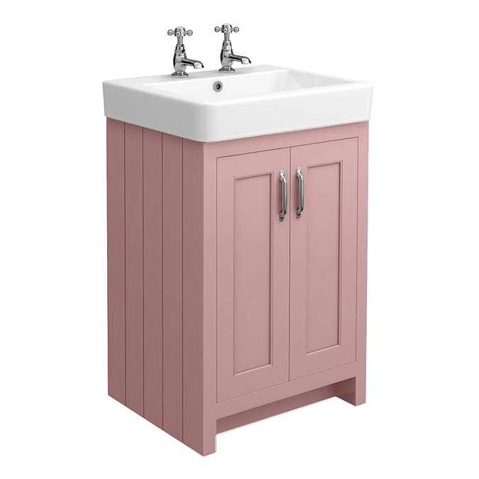 Chatsworth Traditional 560mm Dusky Pink Vanity - 2 Tap Hole with Chrome Handles