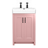 Chatsworth Traditional 560mm Dusky Pink Vanity - 2 Tap Hole with Matt Black Handles