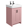Chatsworth Traditional 560mm Dusky Pink Vanity - 2 Tap Hole with Matt Black Handles