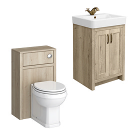 Chatsworth Traditional 560mm Natural Oak Bathroom Vanity and Toilet Package