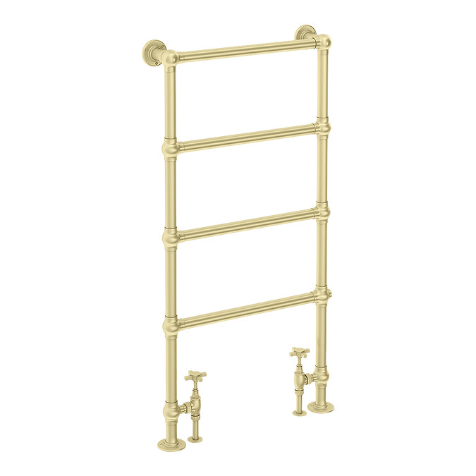 Chatsworth Traditional 598 x 1194 Brushed Brass Floor Mounted Heated Towel Rail  Profile Large Image