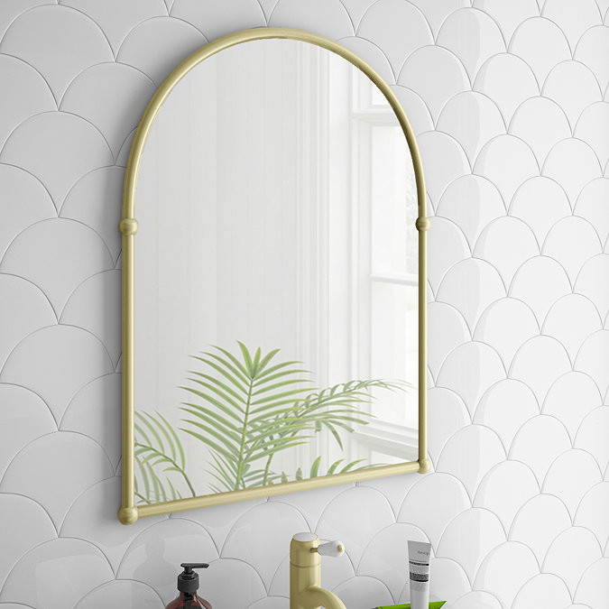 Chatsworth Traditional 673 x 490mm Arched Mirror - Brushed Brass Large Image