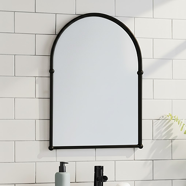 Chatsworth Traditional 673 x 490mm Arched Mirror - Matt Black  Profile Large Image