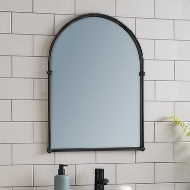 Chatsworth Traditional 673 x 490mm Arched Mirror - Matt Black