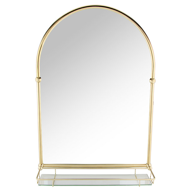 Chatsworth Traditional 700 x 490mm Arched Mirror with Glass Shelf - Brushed Brass  Standard Large Im