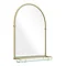 Chatsworth Traditional 700 x 490mm Arched Mirror with Glass Shelf - Brushed Brass  In Bathroom Large Image