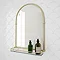 Chatsworth Traditional 700 x 490mm Arched Mirror with Glass Shelf - Brushed Brass Large Image