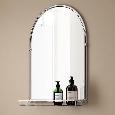 Chatsworth Traditional 700 x 490mm Arched Mirror with Glass Shelf - Chrome  Profile Large Image