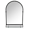 Chatsworth Traditional 700 x 490mm Arched Mirror with Glass Shelf - Matt Black  Standard Large Image