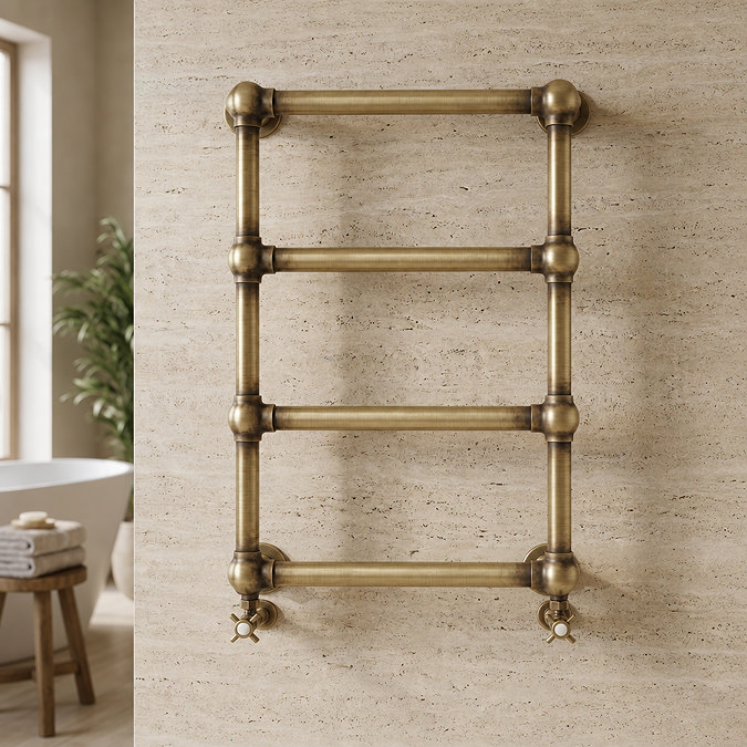 Chatsworth Traditional Heated Towel Rail - Antique Brass, 748 x 498mm
