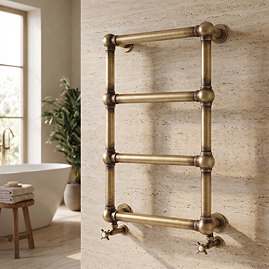 Chatsworth Traditional Heated Towel Rail - Antique Brass, 748 x 498mm