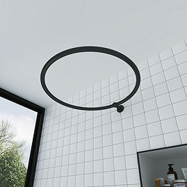 Chatsworth Traditional 800mm Diameter Matt Black Circular Shower Curtain Rail Large Image