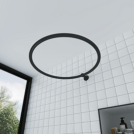 Chatsworth Traditional 800mm Diameter Matt Black Circular Shower Curtain Rail Large Image