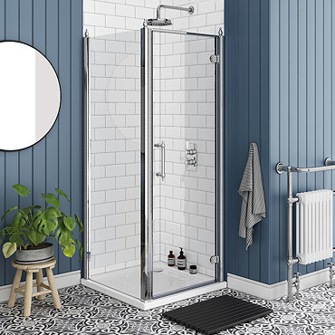 Chatsworth Traditional 900 x 900mm Hinged Door Shower Enclosure + Tray  Profile Large Image