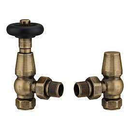 Chatsworth Traditional Antique Brass & Black Thermostatic Radiator Valve - Energy Saving