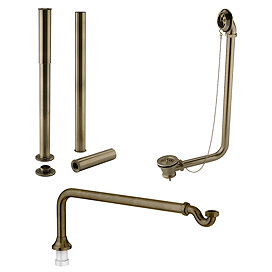 Chatsworth Traditional Antique Brass Roll Top Bath Plumbing Pack - Adjustable Shrouds, Waste & Trap
