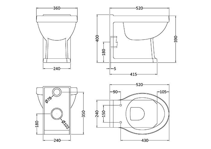 Chatsworth Traditional Back To Wall Pan + Soft Close Seat