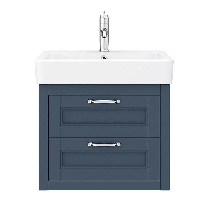 Chatsworth Traditional Blue 560mm 2 Drawer Wall Hung Vanity  In Bathroom Large Image