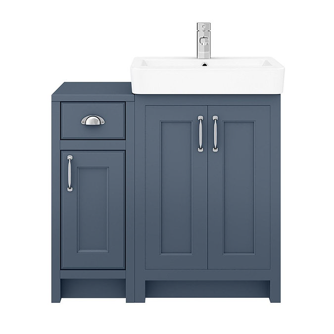 Chatsworth Traditional Blue 560mm Vanity Sink + 300mm Cupboard Unit  In Bathroom Large Image