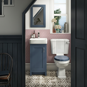 Chatsworth Traditional Blue Cloakroom Suite (Vanity Unit + Close Coupled Toilet)  Profile Large Image