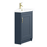 Chatsworth Traditional Blue Corner Vanity Unit with Brushed Brass Handle