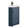 Chatsworth Traditional Blue Corner Vanity Unit with Matt Black Handle  Standard Large Image
