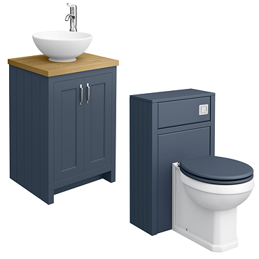 Chatsworth Traditional Blue Countertop Vanity Unit + Toilet Package