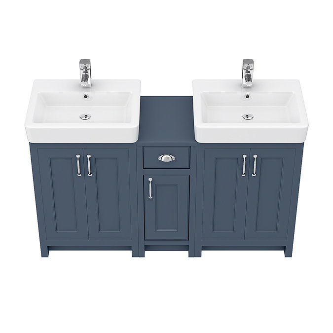 Chatsworth Traditional Blue Double Basin Vanity + Cupboard Combination Unit  Feature Large Image