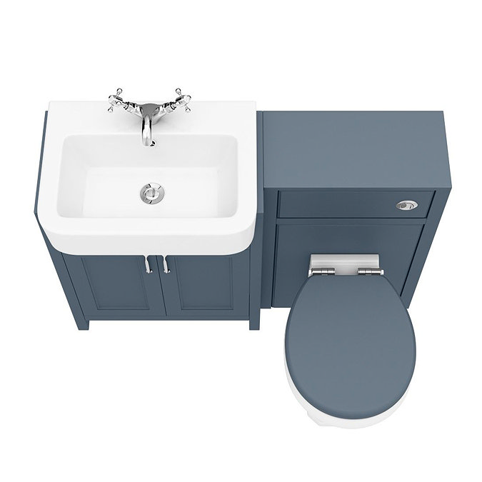 Chatsworth Traditional Blue Semi-Recessed Vanity Unit + Toilet Package  Newest Large Image
