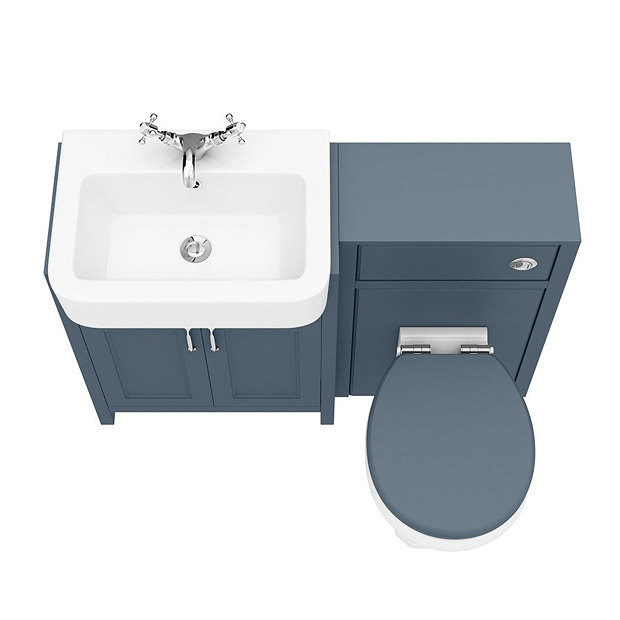 Chatsworth Traditional Blue SemiRecessed Vanity Unit + Toilet Package Victorian Plumbing UK