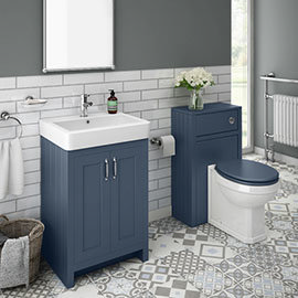 Chatsworth Traditional Blue Sink Vanity Unit + Toilet Package Medium Image