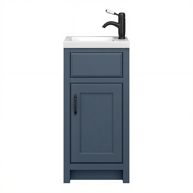 Chatsworth Traditional Blue Small Vanity - 400mm Wide with Matt Black Handle