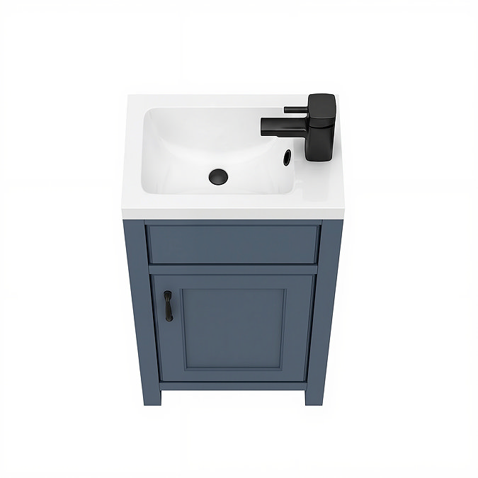Chatsworth Traditional Blue Small Vanity - 400mm Wide with Matt Black Handle