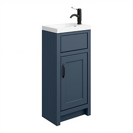 Chatsworth Traditional Blue Small Vanity - 400mm Wide with Matt Black Handle