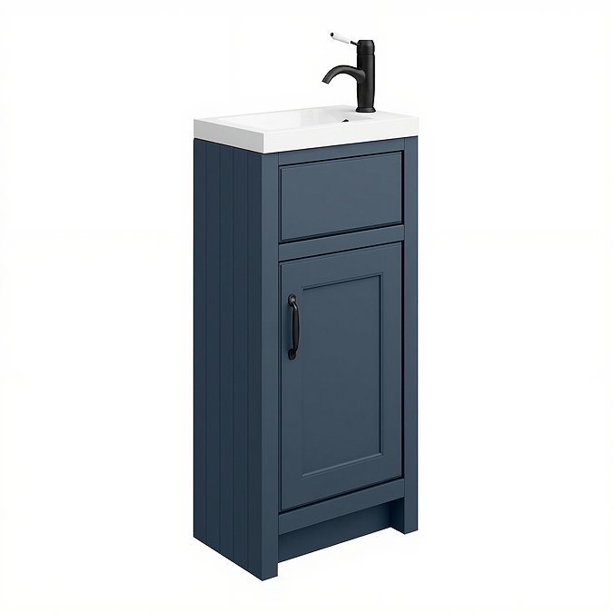 Chatsworth Traditional Blue Small Vanity - 400mm Wide with Matt Black Handle