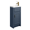 Chatsworth Traditional Blue Small Vanity - 400mm Wide with Antique Brass Handle