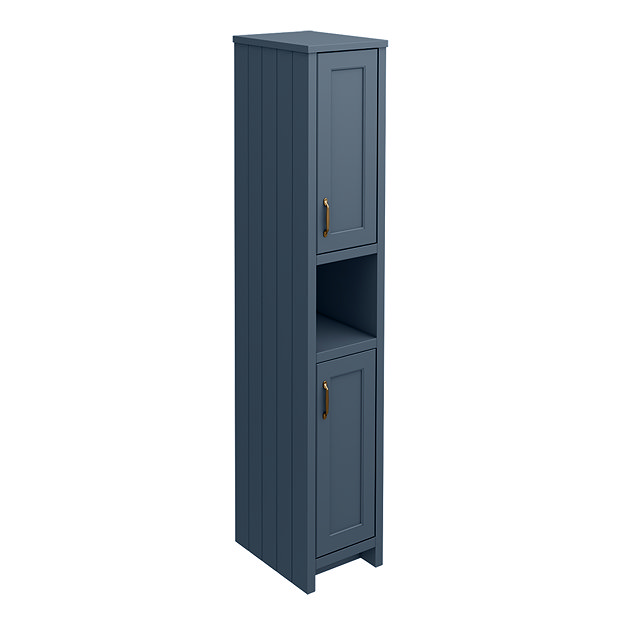 Chatsworth Traditional Blue Tall Cabinet with Antique Brass Handles