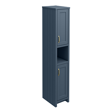 Chatsworth Traditional Blue Tall Cabinet with Brushed Brass Handles