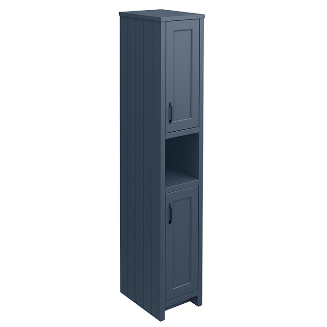 Chatsworth Traditional Blue Tall Cabinet with Matt Black Handles Large Image