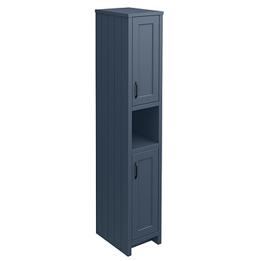 Chatsworth Traditional Blue Tall Cabinet with Matt Black Handles  Profile Large Image