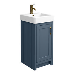 Chatsworth Traditional Blue Vanity - 425mm Wide with Antique Brass Handle
