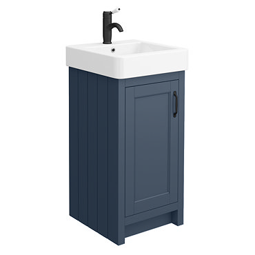 Chatsworth Traditional Blue Vanity - 425mm Wide with Matt Black Handles  Profile Large Image