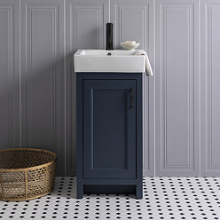 Chatsworth Traditional Blue Vanity - 425mm Wide with Matt Black Handle