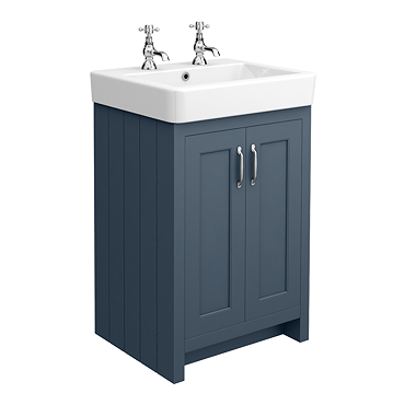 Chatsworth Traditional Blue Vanity (560mm Wide - 2 Tap Hole)