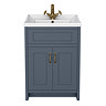 Chatsworth Traditional Blue Vanity 620mm Wide with Antique Brass Handles