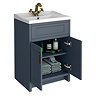 Chatsworth Traditional Blue Vanity 620mm Wide with Antique Brass Handles