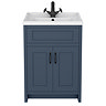 Chatsworth Traditional Blue Vanity 620mm Wide with Matt Black Handles