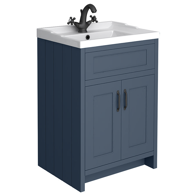 Chatsworth Traditional Blue Vanity 620mm Wide with Matt Black Handles