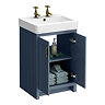 Chatsworth Traditional Blue Vanity Unit - 2 Tap Hole, 560mm Wide, Antique Brass Handles