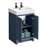 Chatsworth Traditional Blue Vanity Unit - 2 Tap Hole, 560mm Wide, Matt Black Handles